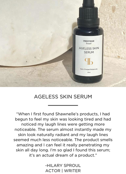 “When I first found Shawnelle’s products, I had begun to feel my skin was looking tired and had noticed my laugh lines were getting more noticeable. The serum almost instantly made my skin look naturally radiant and my laugh lines seemed much less noticeable. The product smells amazing and I can feel it really penetrating my skin all day long. I’m so glad I found this serum; it’s an actual dream of a product.”

-HILARY SPROUL
ACTOR | WRITER